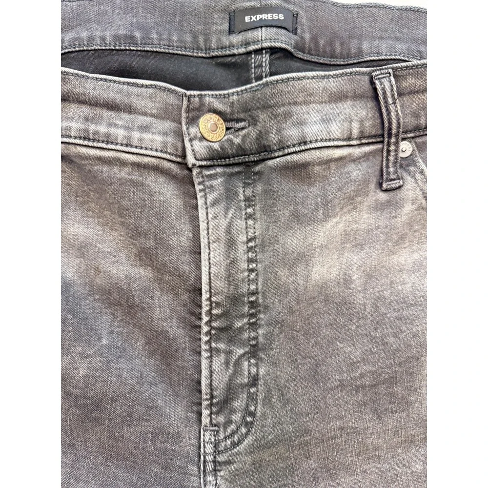 Express Skinny Jeans Womens 18P Gray Charcoal Mid Rise‎ Distressed Stretch 38x27